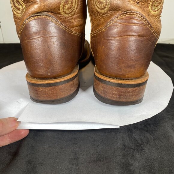 7B Vintage Justin Square Toe, Brown Ankle Cowboy Boots, Handcrafted - Picture 11 of 11